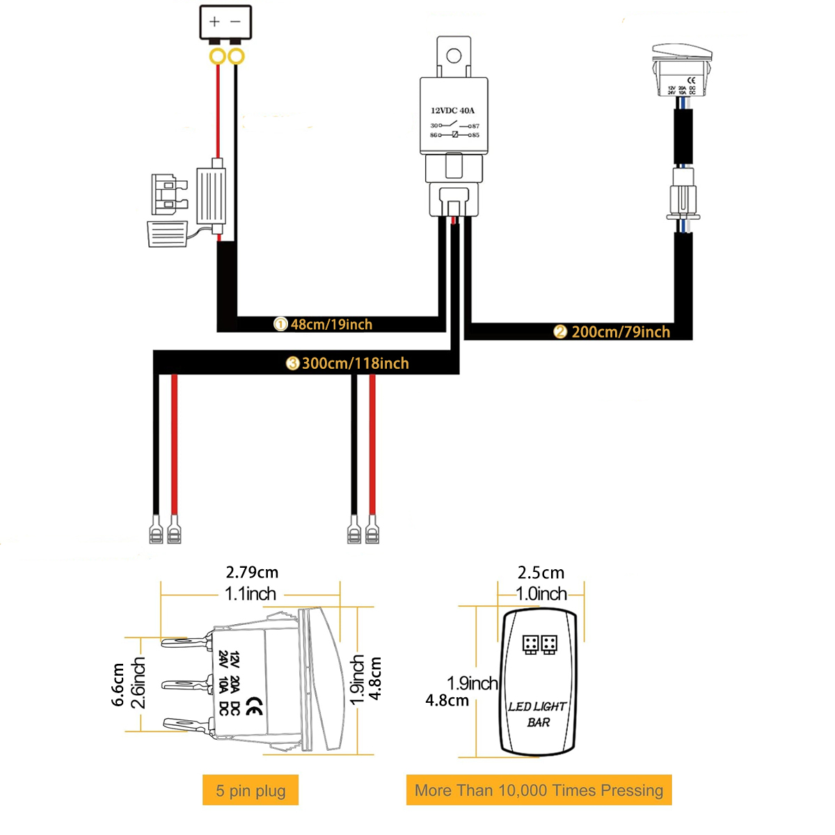 ชุดสายไฟสำหรับไฟ LED บาร์ 14AW - Industrial Laser Beam บทวิจารณ์และราคา